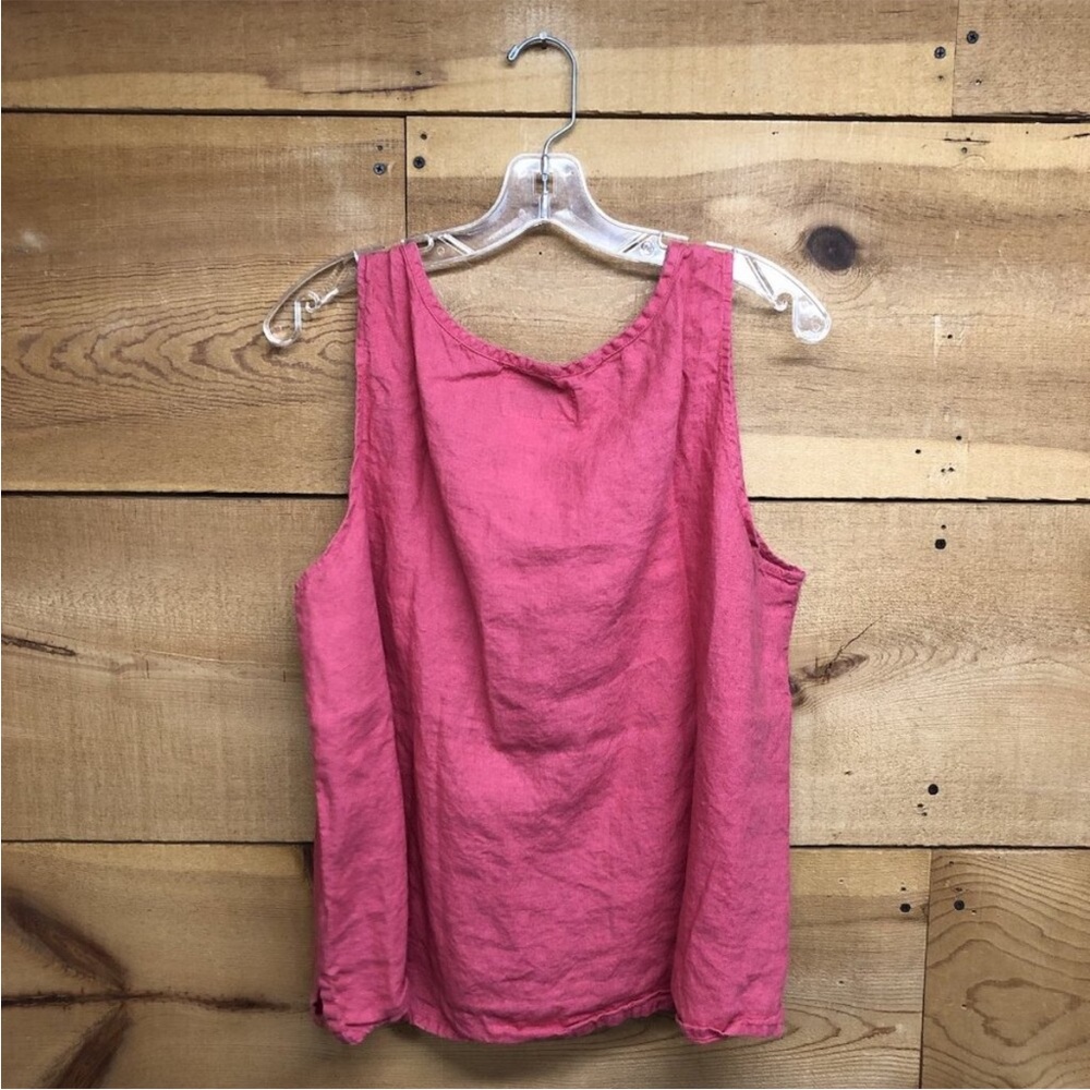 Flax Women's Rose/Berry 100% Linen Tank Top - Picture 3 of 3